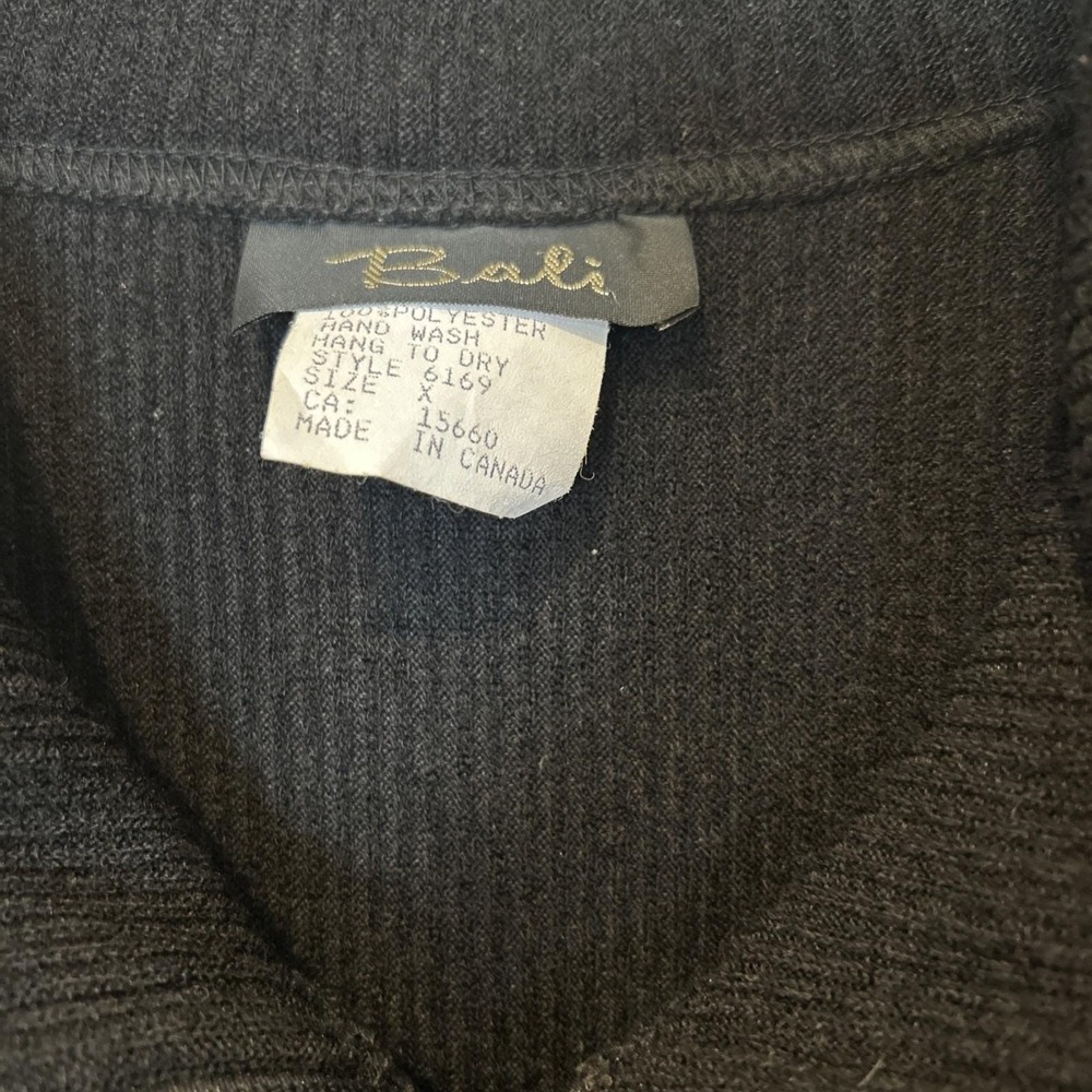 Bali Full Zip Jacket Women 1X Black Patchwork Mixed Media Ribbed Canada - Picture 4 of 8